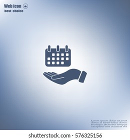 Web line icon. Calendar in hand