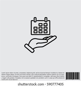 Web line icon. Calendar in hand