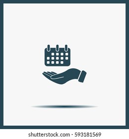 Web line icon. Calendar in hand