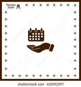 Web line icon. Calendar in hand