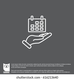 Web line icon. Calendar in hand