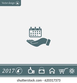 Web line icon. Calendar in hand