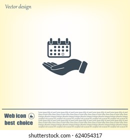 Web line icon. Calendar in hand