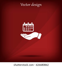 Web line icon. Calendar in hand