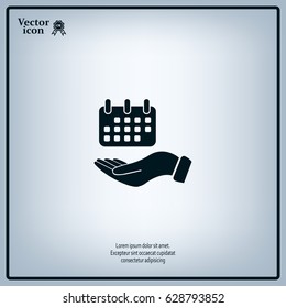 Web line icon. Calendar in hand