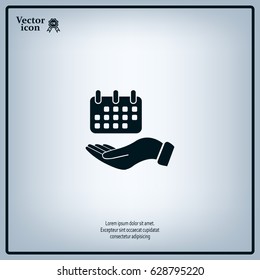 Web line icon. Calendar in hand