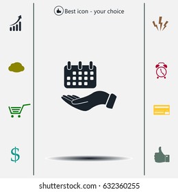 Web line icon. Calendar in hand