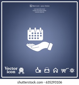 Web line icon. Calendar in hand
