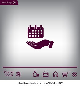 Web line icon. Calendar in hand