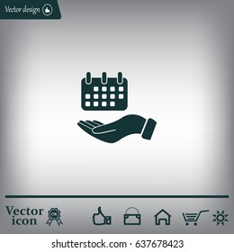 Web line icon. Calendar in hand