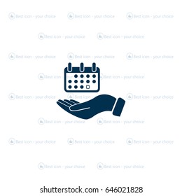 Web line icon. Calendar in hand