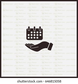 Web line icon. Calendar in hand