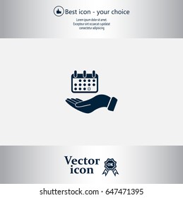 Web line icon. Calendar in hand