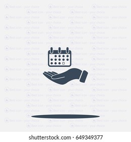 Web line icon. Calendar in hand