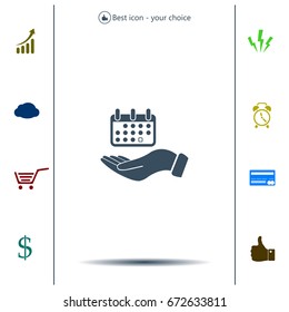 Web line icon. Calendar in hand