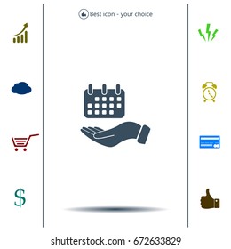 Web line icon. Calendar in hand