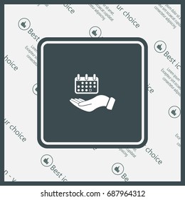 Web line icon. Calendar in hand