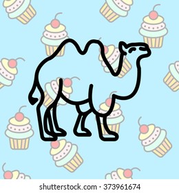 Web line icon. Camel; wild animals