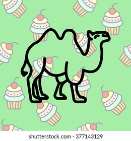 Web line icon. Camel; wild animals