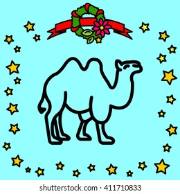 Web line icon. Camel; wild animals