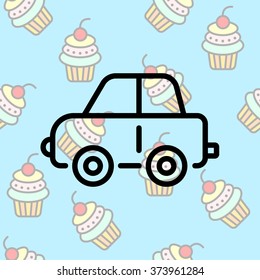 Web line icon. Car, children's toy