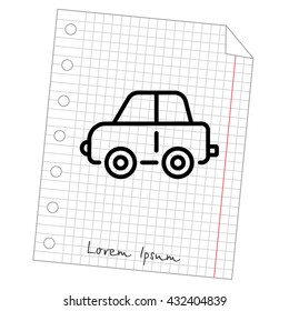 Web line icon. Car, children's toy