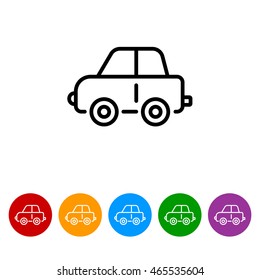 Web line icon. Car, children's toy