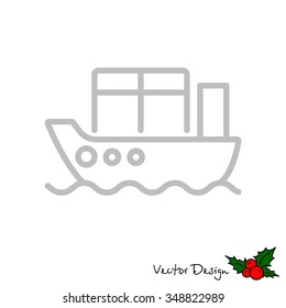 Web line icon. Cargo Ship