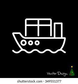 Web line icon. Cargo Ship