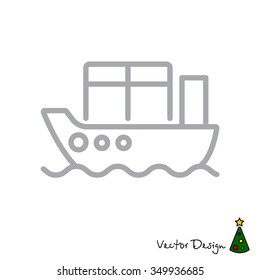 Web line icon. Cargo Ship