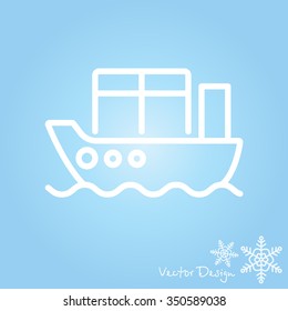 Web line icon. Cargo Ship