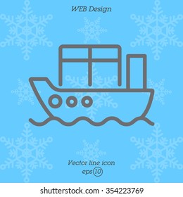 Web line icon. Cargo Ship