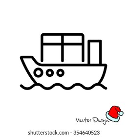Web line icon. Cargo Ship