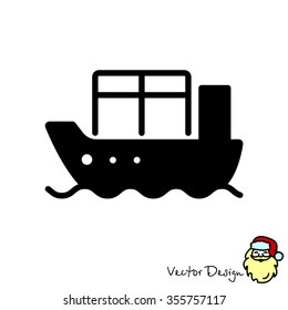 Web line icon. Cargo Ship