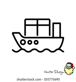 Web line icon. Cargo Ship