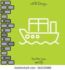 Web line icon. Cargo Ship