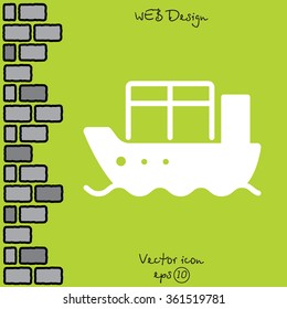 Web line icon. Cargo Ship