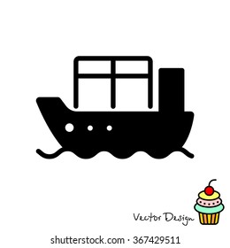 Web line icon. Cargo Ship