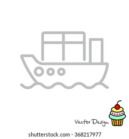 Web line icon. Cargo Ship