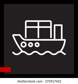 Web line icon. Cargo Ship