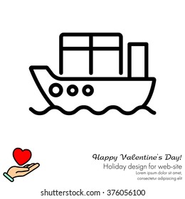 Web line icon. Cargo Ship