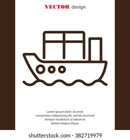Web line icon. Cargo Ship