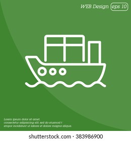 Web line icon. Cargo Ship