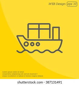 Web line icon. Cargo Ship