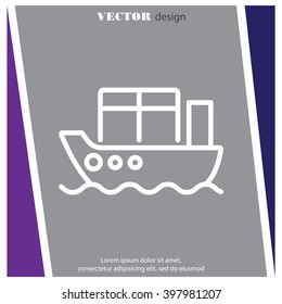 Web line icon. Cargo Ship
