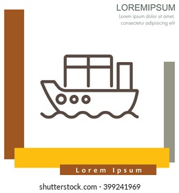 Web line icon. Cargo Ship