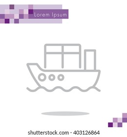 Web line icon. Cargo Ship