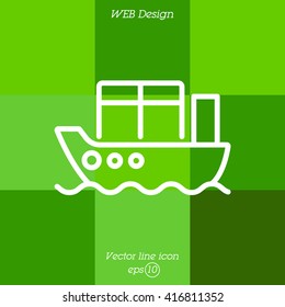 Web line icon. Cargo Ship