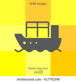 Web line icon. Cargo Ship