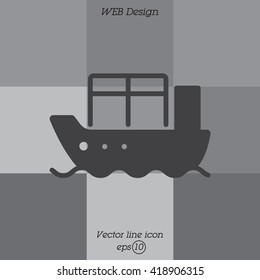 Web line icon. Cargo Ship